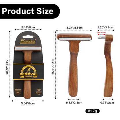 MaximiLian Medium Pet Deshedding Brush with Solid Wood Handle Deshedding Dog Brush for Shedding Undercoat Rake Pet Grooming Tool for Dogs and Cats Remove Loose Hair Mats Knots Tangles