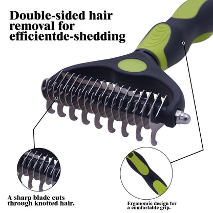 Dog brush Dog Grooming Kit 3PS： self-cleaning slicker brush dog Deshedding Tool&TPR Dog Bath Brush for dogs cats horse Home Travel (white)