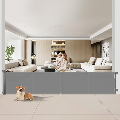Miumoon 120 inch Retractable Baby Gates 34 inch Tall, Retractable Gate with Reinforced Strip Design to Prevent Crawling Through, 10 FT Extra Wide Retractable Dog Gate for Indoor/Outdoor