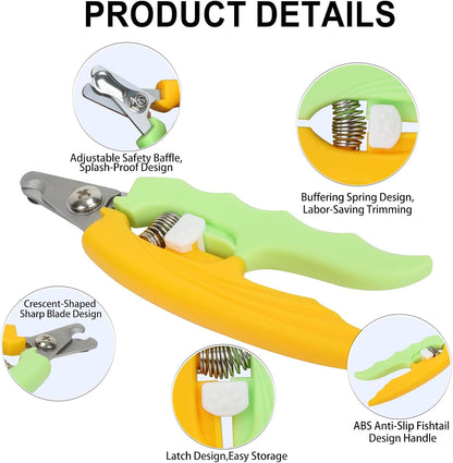 Blue Dog Nail Clipper with Safety Guard Plier Style Dog Claw Clippers Heavy-Duty Dog Toenail Clippers Professional Pet Nail Trimmers for Small Medium Large Dogs and Cats with Thick Nails
