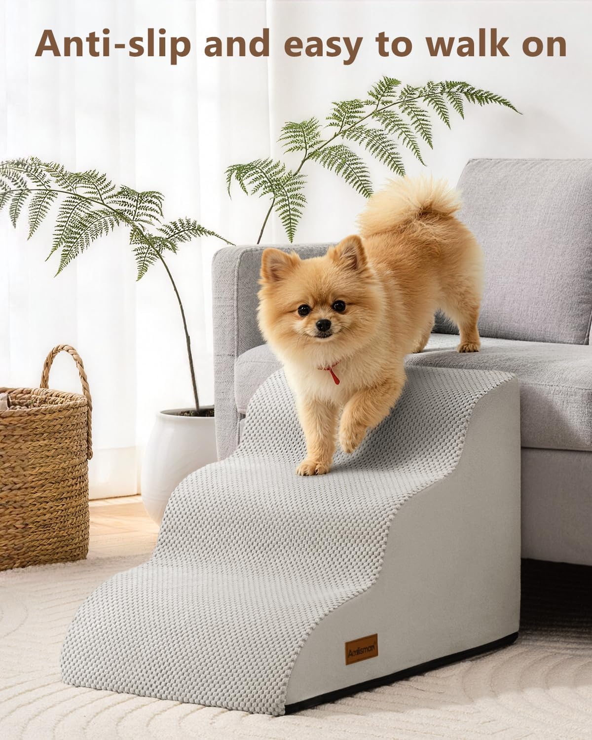 Aodisman Dog Stairs for Small Dogs,3 Step Dog Ramp for Couch and Bed,Pet Stairs with Non-Slip Bottom for Old Cats,Indoor Pet Steps,Comfort,Durable,15.4" H