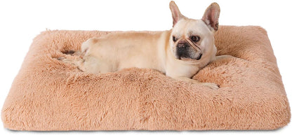 Bedfolks Waterproof Dog Crate Bed, Plush With Removable Washable Cover, Faux Fur Crate Pad for Medium Dogs, Fluffy Kennel 29"x21", Dark Grey