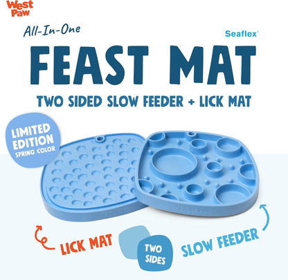 West Paw Seaflex Bubbles Feast Mat – All-in-One, Slow Feeder, Lick Mat – Encourages Foraging & Food Exploration - Engages Picky Eaters & Slow Feeding - Versatile – Easy to Clean, Non-Toxic - Tropic