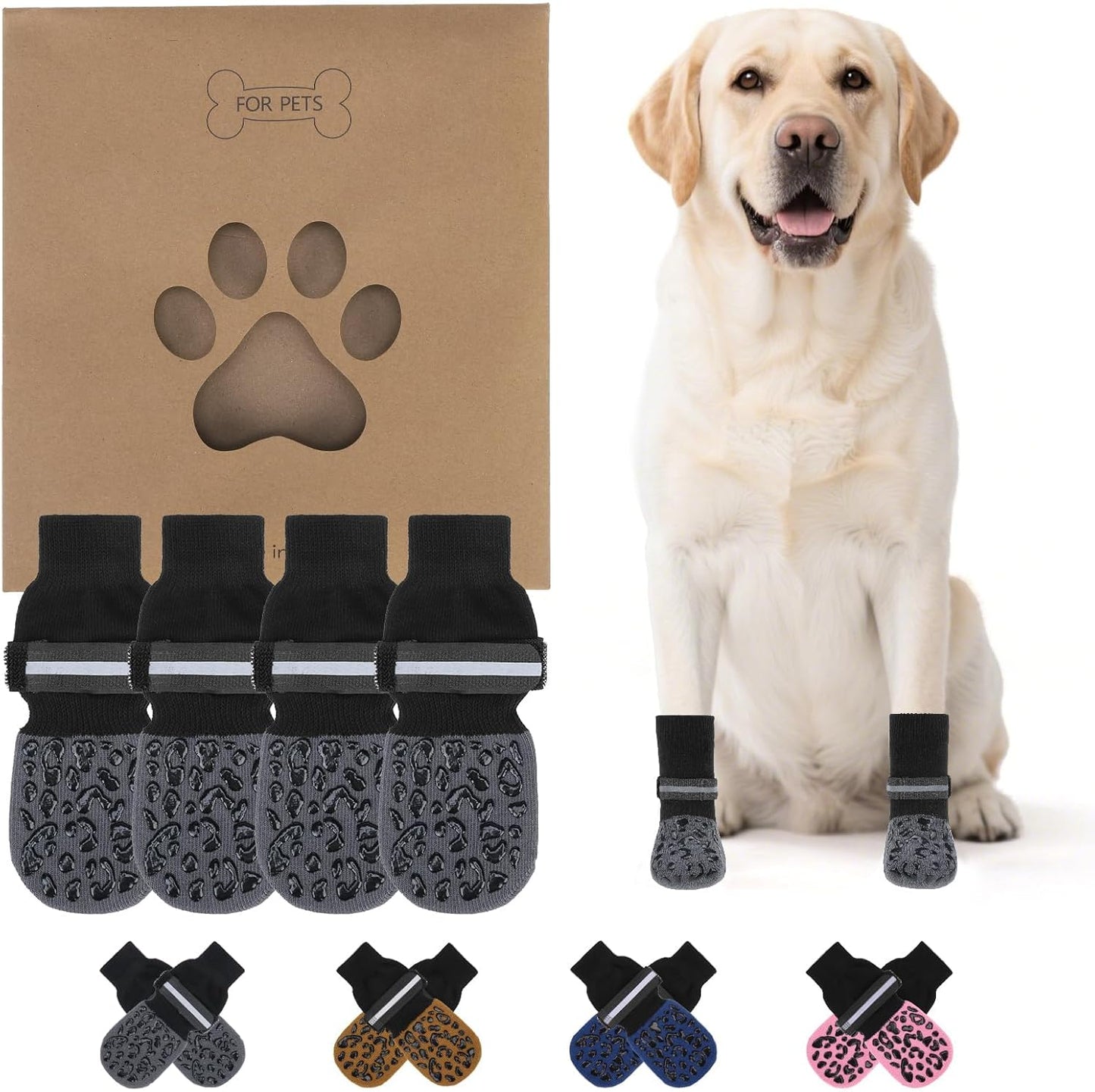 KOOLTAIL Dog Socks Shoes for Hot Pavement to Prevent Licking Paws, Winter Dog Boots&Paw Protector for Hardwood Floors Anti Slip,Traction Control Grip Booties for Small Medium Large Senior Dogs,Black M