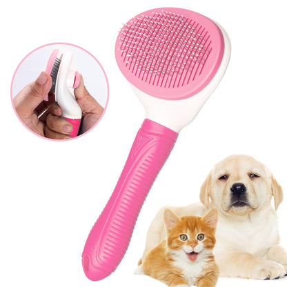 Aogeili Self Cleaning Slicker Brush, Skin Friendly Deshedding Grooming Tool for Dogs, Cats & Bunny, One-Click Release Removes Loose Undercoat, Mats & Tangles, for Long & Short Hair Shedding Pets