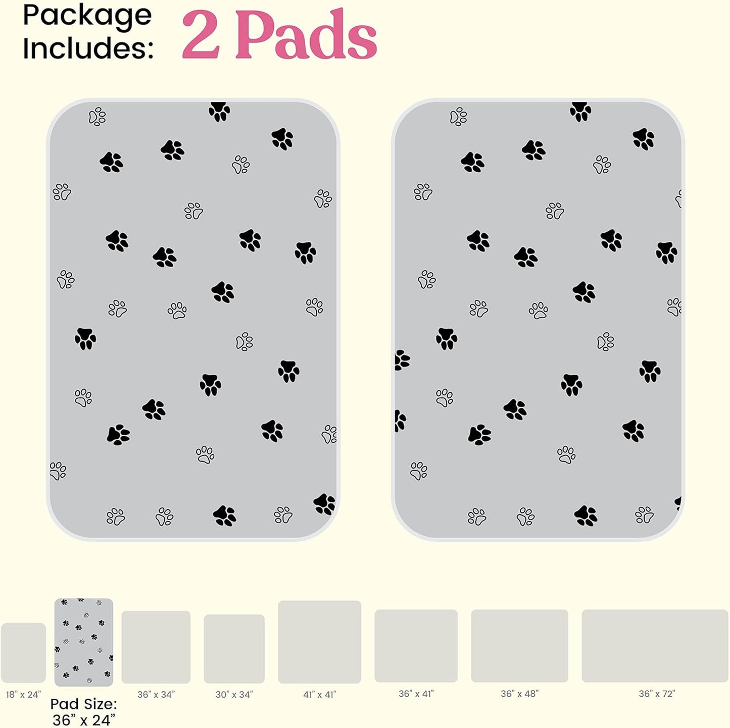 Super Absorbent Washable Pee Pads for Dogs - 2-Pack Superior Reusable Puppy Pads Pet Training Pads –100% Waterproof Dog Pee Pad Protects Against Urine Leakage Non-Slip Grip Prevents Slipping& Bunching