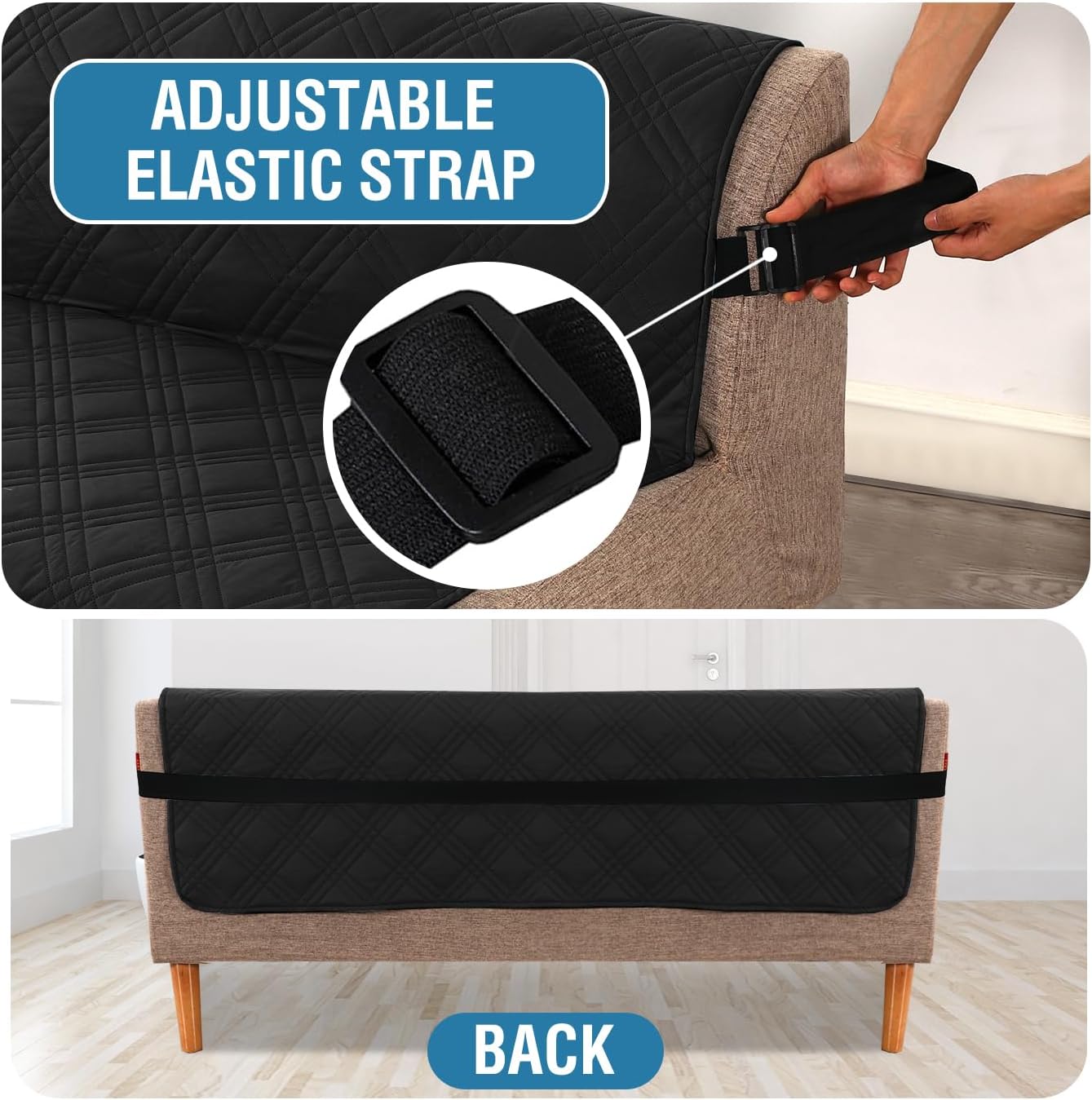 H.VERSAILTEX 100% Waterproof Slipcovers for Couches and Sofas Modern Pet Couch Cover Thick Soft Furniture Protector with Elastic Straps(Sofa, Lily Pad/Beige)
