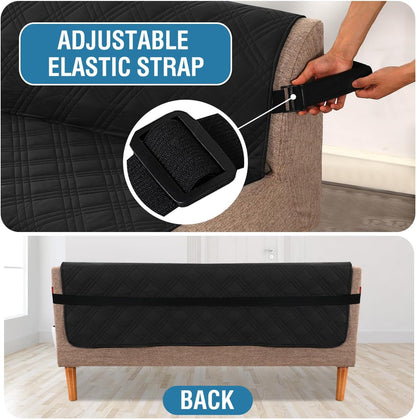 H.VERSAILTEX 100% Waterproof Slipcovers for Couches and Sofas Modern Pet Couch Cover Thick Soft Furniture Protector with Elastic Straps(Sofa, Lily Pad/Beige)