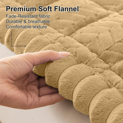 Smiry Non Slip Couch Covers for Dogs, Fuzzy Pet Couch Covers for 2-3 Cushion Sofa Pet Friendly, Soft Sofa Slipcovers Cushion Furniture Protector Washable (Beige, 27.6" x 59")