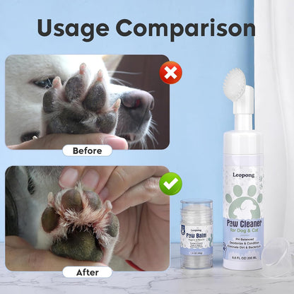 Leopong Dog Paw Cleaner,Dog Paw Wash Care for Dogs Large Medium Small XL Breed,2 Pack Waterless Foam with Silicone Scrubber, Dogs Cats Feet Paw Cleaner