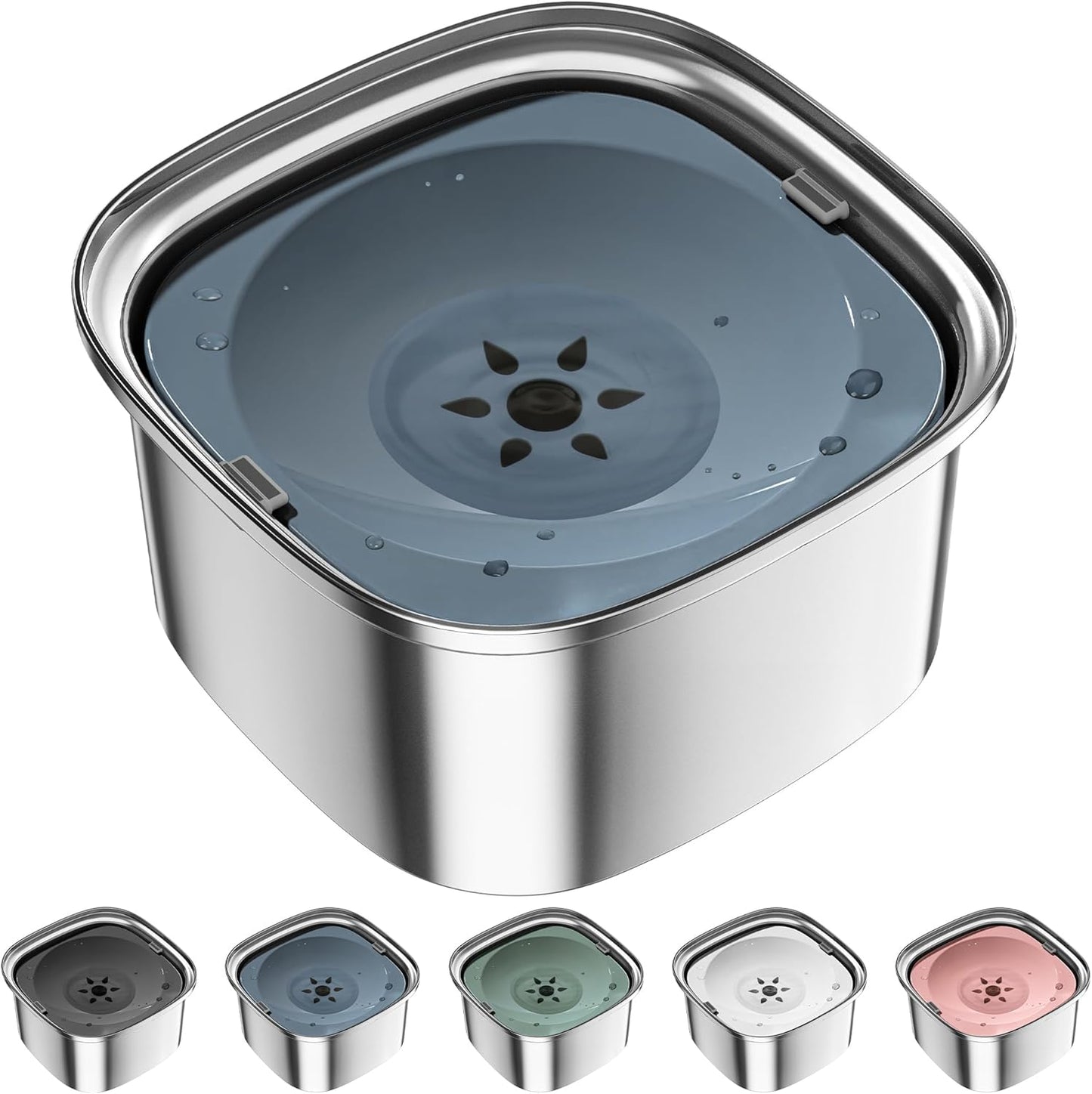 UPSKY 3L Dog Water Bowl 101oz Stainless Steel No Spill Large Capacity Dog Food Water Bowl Slow Water Feeder, Spill Proof Pet Water Dispenser Vehicle Carried Travel Water Bowl