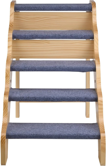 VEVOR Wood Pet Stairs, 2-Step Dog Stairs for Beds, Sofa & Cars, 110lbs Load Capacity, Floded Flat Design, Stable & Sturdy Cat & Dog Step Ladder for Small Medium Large Older Pet Puppy Essentials