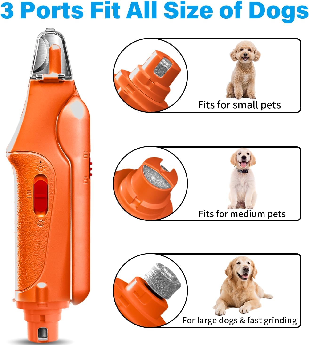 2 in 1 Dog Nail Clippers & Cat Nail Clippers Trimmers for Large Medium Small Dogs Cats Claw Trimmer Quick Sensor and Safety Guard USB Rechargeable Dogs Nail Trimmer with Catcher & 2 LED Lights
