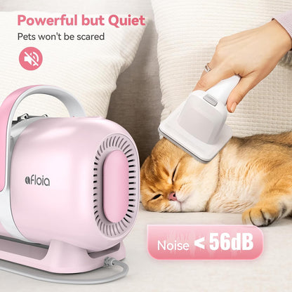 Afloia 6-in-1 Dog Grooming Kit, Pet Grooming Vacuum for Shedding, Dog Hair Vacuum with Clipper Nail Trimmer Grinder, Pet Brush Groomer at Home, Low Noise Cats Hair Remover, 1.5L Dust Cup, White