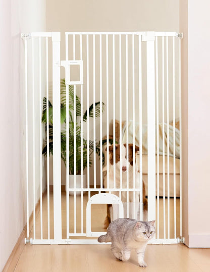 No Pawblems 55" Extra Tall Pet Gate for Cat/Dog, 29-40" Wide Auto Close Tall Dog Gate for Doorways/Hallways, 1.37" Ultra Narrow Spacing, NO Drilling Pressure Mounted, Black