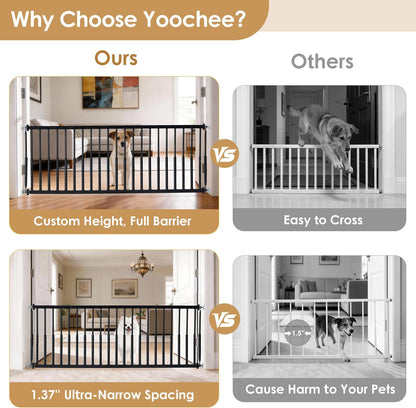 10''-15.8'' Height Adjustable Dog Gate, Extra Wide 18.1"-46" All Metal Short Dog Gate to Step Over, Pressure Mount Small Pet Puppy Gate for Stairs & Doorways(White)