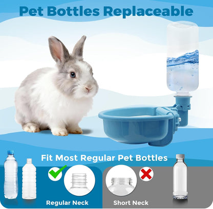 VANNON 16oz Pet Water Bottle, Gravity Dog Water Bowl Dispenser for Cage, Anti-Overflow Water Dispenser for Small Dogs, Cats, Rabbits and Other Small Animals, BPA Free, Grey
