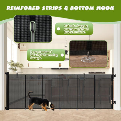 47" Extra Tall Retractable Baby Gates, Extends to 71" Wide, ExtraTall Retractable Safety Gate with Reinforced Strips, Retractable Tall Dog Gates for Doorways Mesh Baby Pet Gates Indoor, Grey
