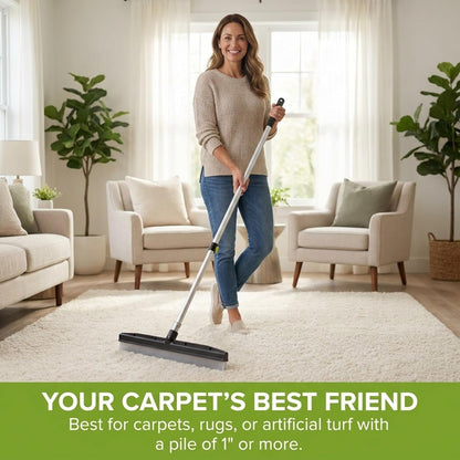 Small Room Groom Carpet Rake, 11" Handle, Portable Carpet Brush for Pet Hair, High Pile Rugs, Stairs, Furniture & Artificial Turf, Compact Groomer Tool