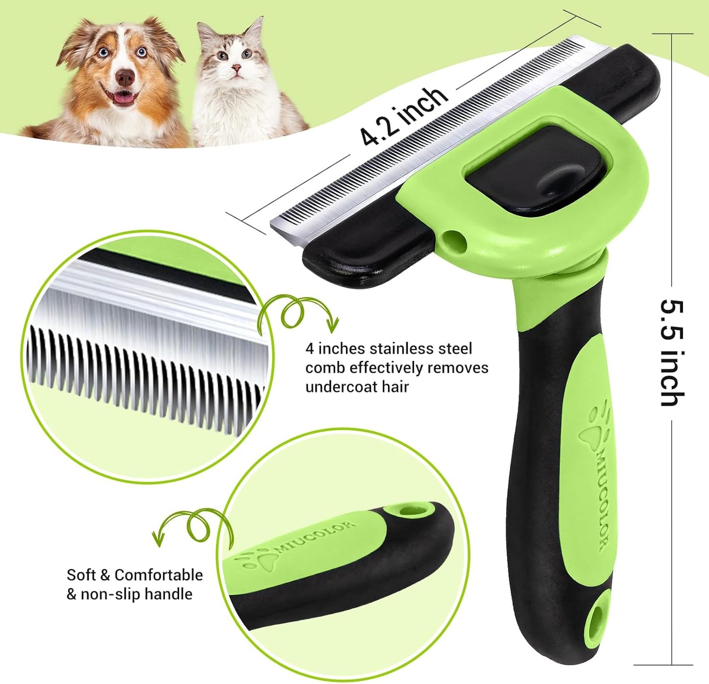 MIU COLOR Pet Grooming Brush, Deshedding Tool for Dogs & Cats, Effectively Reduces Shedding by up to 95% for Short Medium and Long Pet Hair