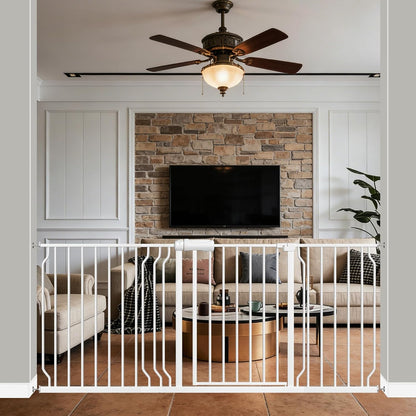 WAOWAO Baby Gate 71.65-85.03" Extra Wide Pressure Mounted Walk Through Swing Auto Close Safety Metal Black Toddler Kids Child Dog Pet Puppy for Stairs,Doorways,Kitchen