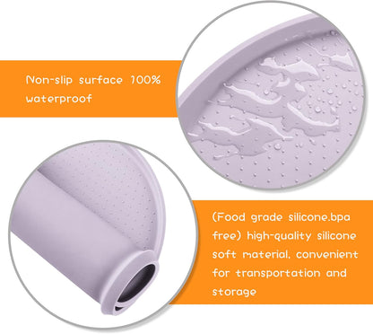 100% Waterproof 0.5" Raised Edge BPA Free Silicone Dog Food Mat, Pet Cat Feeding Mats Contain Spills Protects Floors, Placemats for Cats and Dogs Water Bowl Dishwasher. (Small, Gray)