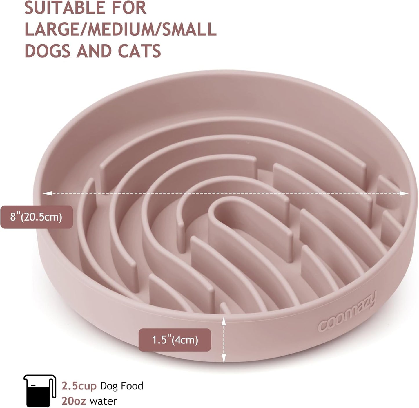 Coomazy Large Silicone Slow Feeder Dog Bowls, Interactive Puzzle Toy for Pets Food Training, Keeps Dogs Busy, Prevents Puppy Overeating (Dark Green, Large: 3.2Cup)