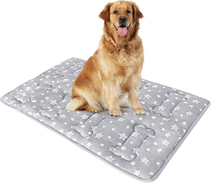 Dog Crate Bed Mat (36" X 23"), Soft Dog Bed Mat with Cute Stars, Personalized Crate Pad, Anti-Slip Bottom, Machine Washable Kennel Pad