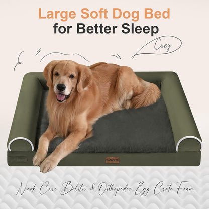 Large Dog Bed Orthopedic Washable: Beds Bolster XL Bed Large Big Dogs Memory Foam Couch Sofa Waterproof with Removable Cover
