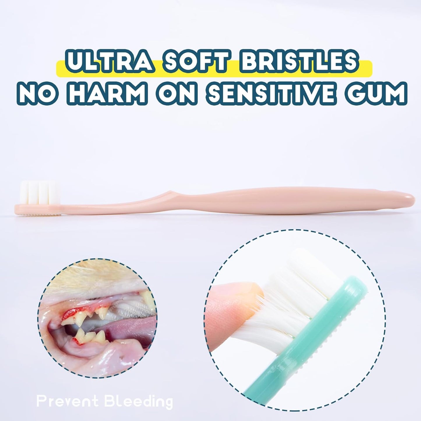 Dog Toothbrush Kit 2 Pack, Ultra Soft Pet Tooth Brush for Medium to Large Dogs & Cats, Animal Teeth Brushing Kit for Easy Dental Cleaning, 2 Pcs, Pink