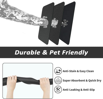 HotLive Dog Food Mat - Absorbent Cat Mat for Food and Water, No Stains Pet Feeding Bowl Mat, Easy to Clean Pet Placemats, Quick Dry Dog Water Dispenser Mat for Messy Drinkers | Paw Dark Grey 12"x 19"