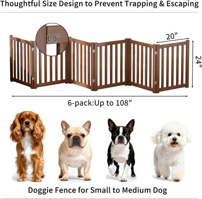 2-Panel Solid Wood Dog Gate - Freestanding Folding Pet Gate for Doorways, Stairs, Indoor, 24" Height, No Installation Needed, Natural Wood