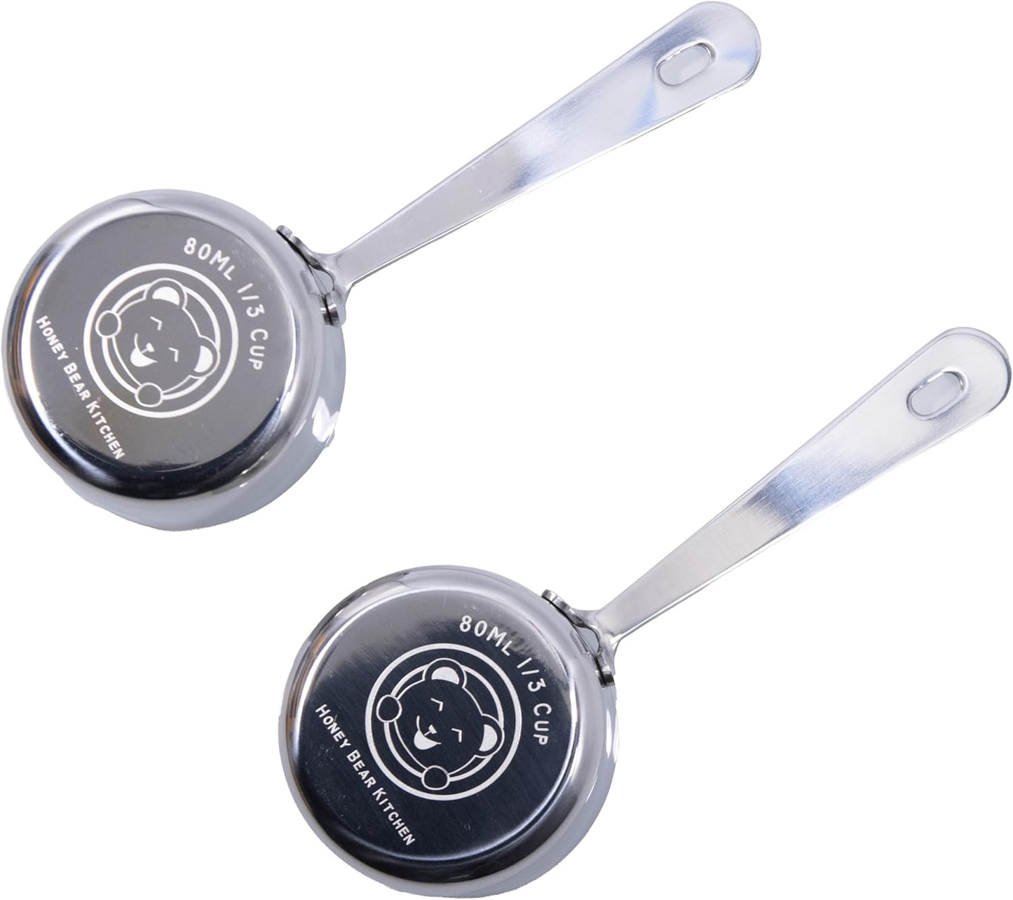 Honey Bear Kitchen 1/4 Cup 60 ml Leave-in Canister Scoops, Polished Stainless Steel (Set of 2)