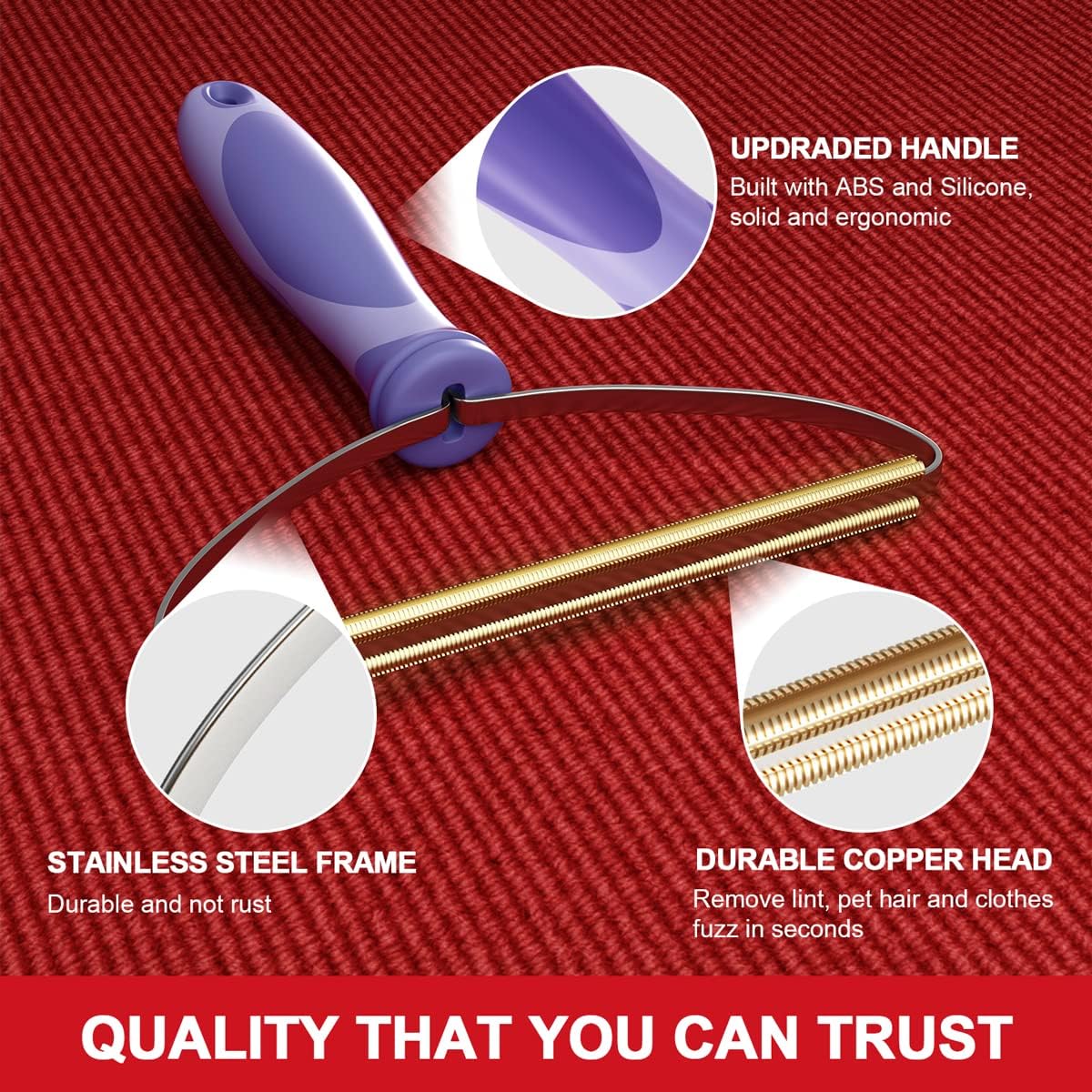 Pet Hair Remover, Dog Cat Hair Remover, Lint Cleaner Pro, Fur Removal Tool, Portable Carpet Scraper, Clothes Fuzz Rollers Hairball Shaver Brush for Carpets, Car Mat, Couch, Pet Bed, Furniture & Rug