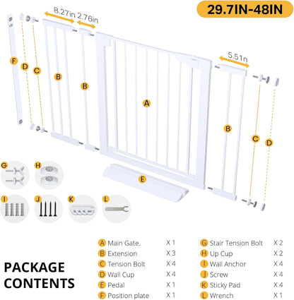 Cumbor 36.6-64" Extra Wide Baby Gate for Stairs, Dog Gates for Doorways, Auto-Close Pet Gate Indoor, Pressure Mounted Walk Through Safety Child Gate for Kids Toddler, Tall Pet Puppy Fence Gate, Brown