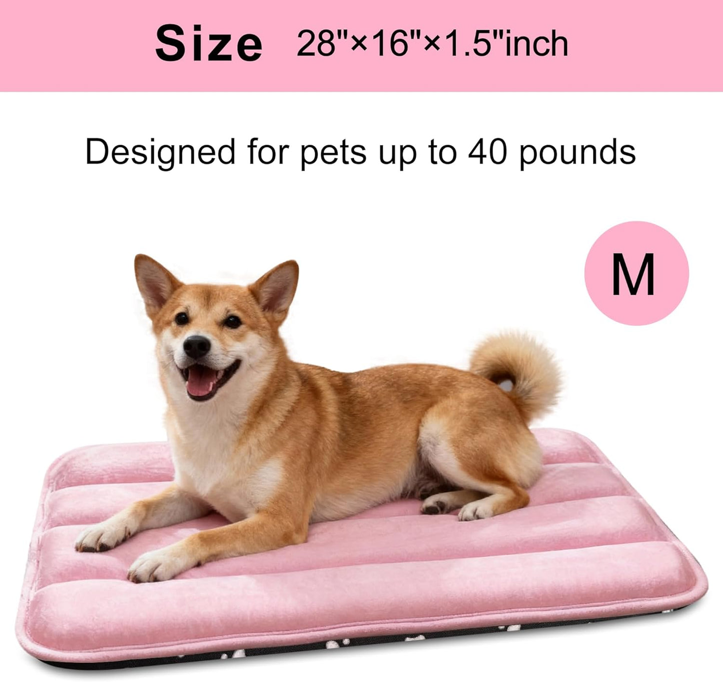 Dog Bed Mat, Reversible Crate Pad & Cute Dog Bed - Machine Washable Kennel Mat with Ultra Soft for Small Dogs (Cool/Warm), 24" x 18", Grey&Star
