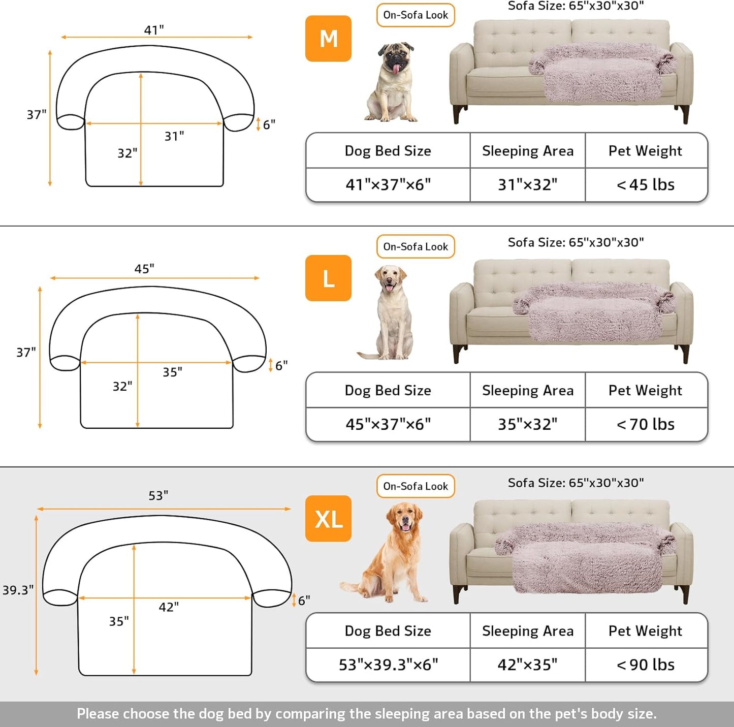 Calming Dog Bed Fluffy Plush Dog Mat for Furniture Protector with Removable Washable Cover for Large Medium Small Dogs and Cats (Large, Light Grey)