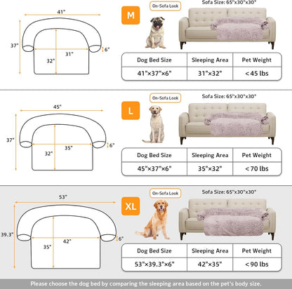 Calming Dog Bed Fluffy Plush Dog Mat for Furniture Protector with Removable Washable Cover for Large Medium Small Dogs and Cats (Large, Light Grey)