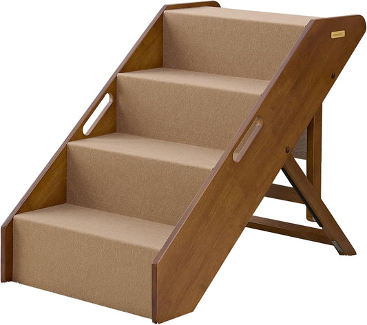 Stakmore Pet Steps with Solid Hardwood Construction and Foldable Design, Stairs for High Beds for Pets in All Life Stages, Espresso w/Brown Felt