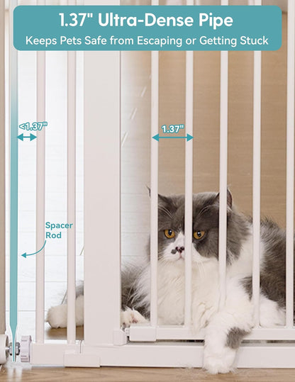 No Pawblems 55" Extra Tall Pet Gate for Cat/Dog, 29-40" Wide Auto Close Tall Dog Gate for Doorways/Hallways, 1.37" Ultra Narrow Spacing, NO Drilling Pressure Mounted, Black