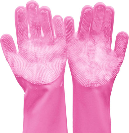 Pet Grooming Gloves, Dog Washing Gloves with High-Density Teeth, Heat Resistant Silicone Dog Bath Scrubber with Enhanced Five Finger Design, Bathing and Massaging for Dogs and Cats