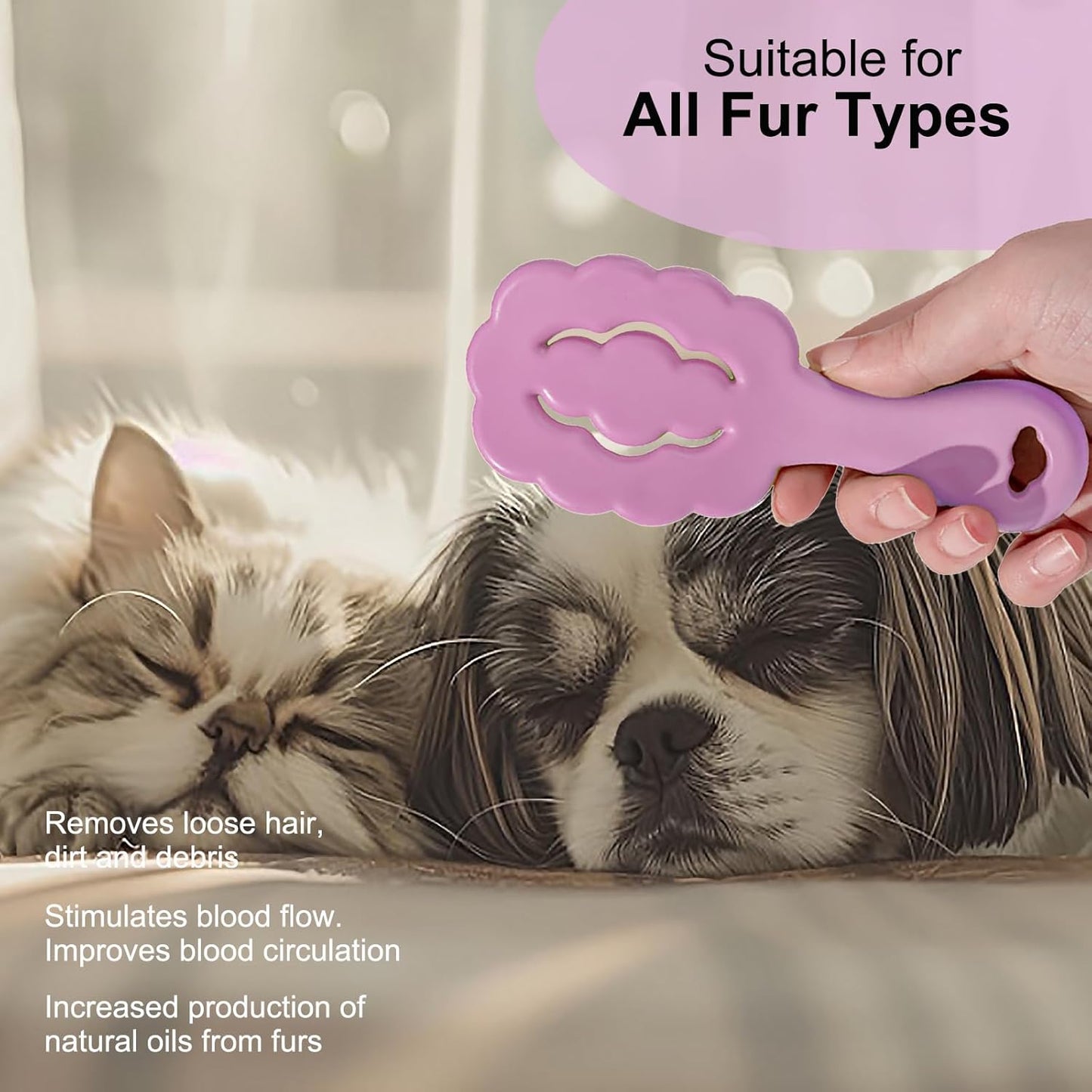 Cloud Shape Small Dog Grooming Brush - Soft Pin Brush for Gentle Detangling & Massage Puppy Hair Comb for Maltese, Shih Tzus, Yorkies, and Puppies, Pink