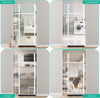 71 inch Extra Tall Gates for Cats Dogs, Adjustable 28.7" and 37.5" Wide Cat Gate, Pressure Mounted Full Door Pet Gate for Doorway, Stairs,House (Black, 71")