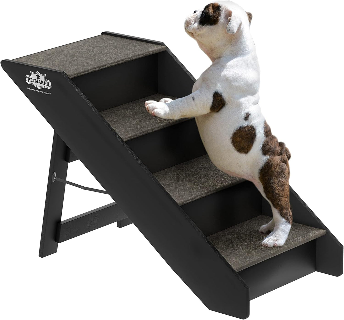 Pet Stairs - Home and Vehicle Foldable Nonslip Dog Steps with 3-Step Design - for Puppies, Kittens, and Other Small Pets by PETMAKER (Gray)
