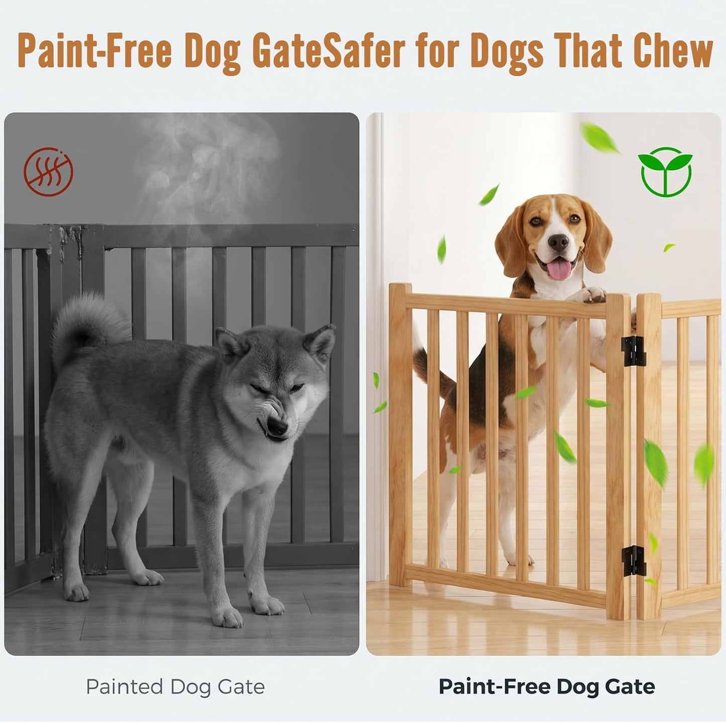 YOCAN Non-Painted Wood FreeStanding Pet Gate for Dogs,Wooden Dog Gates for Doorways, Stairs,The House, Dog Fences Indoor Puppy Gate-2 Panel H:23”