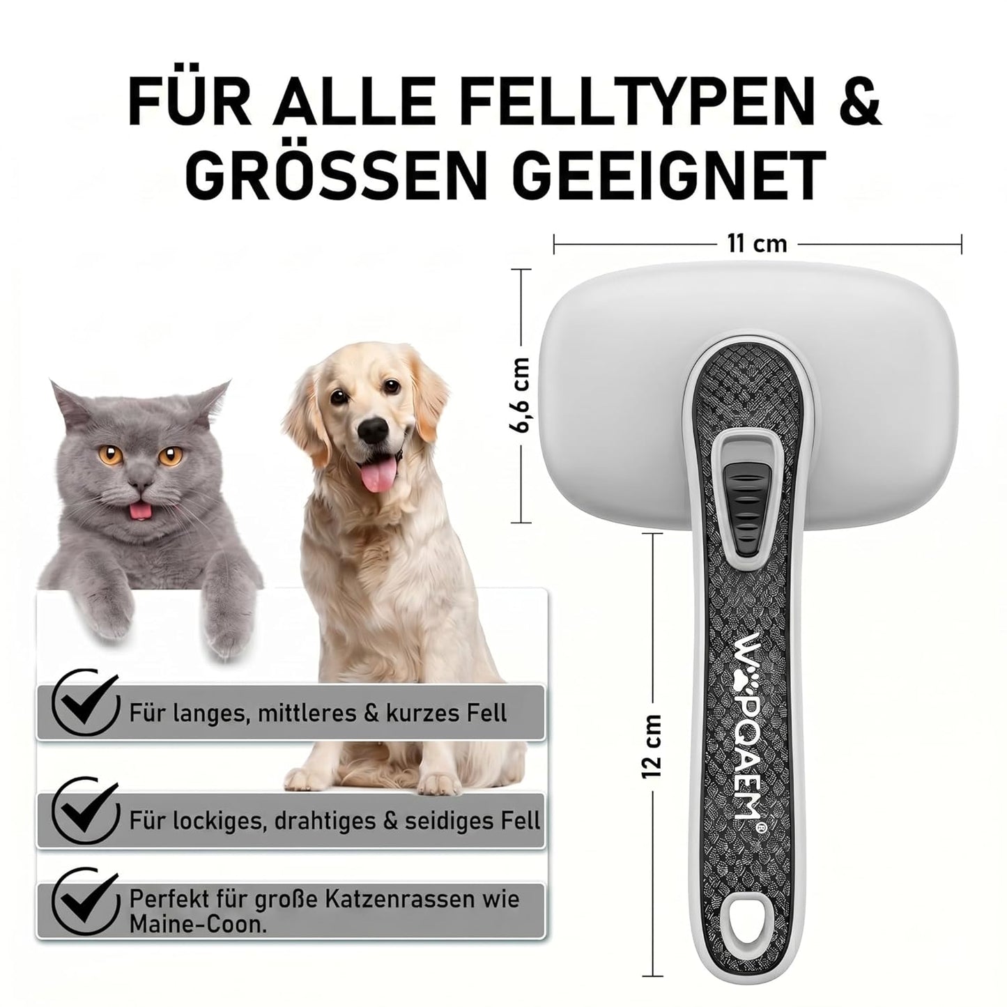One-Button Self Cleaning Pet Brush for Dogs & Cats, Skin-Friendly Detangling & Shedding Tool for Long and Short Hair, Retractable Grooming Comb, Purple