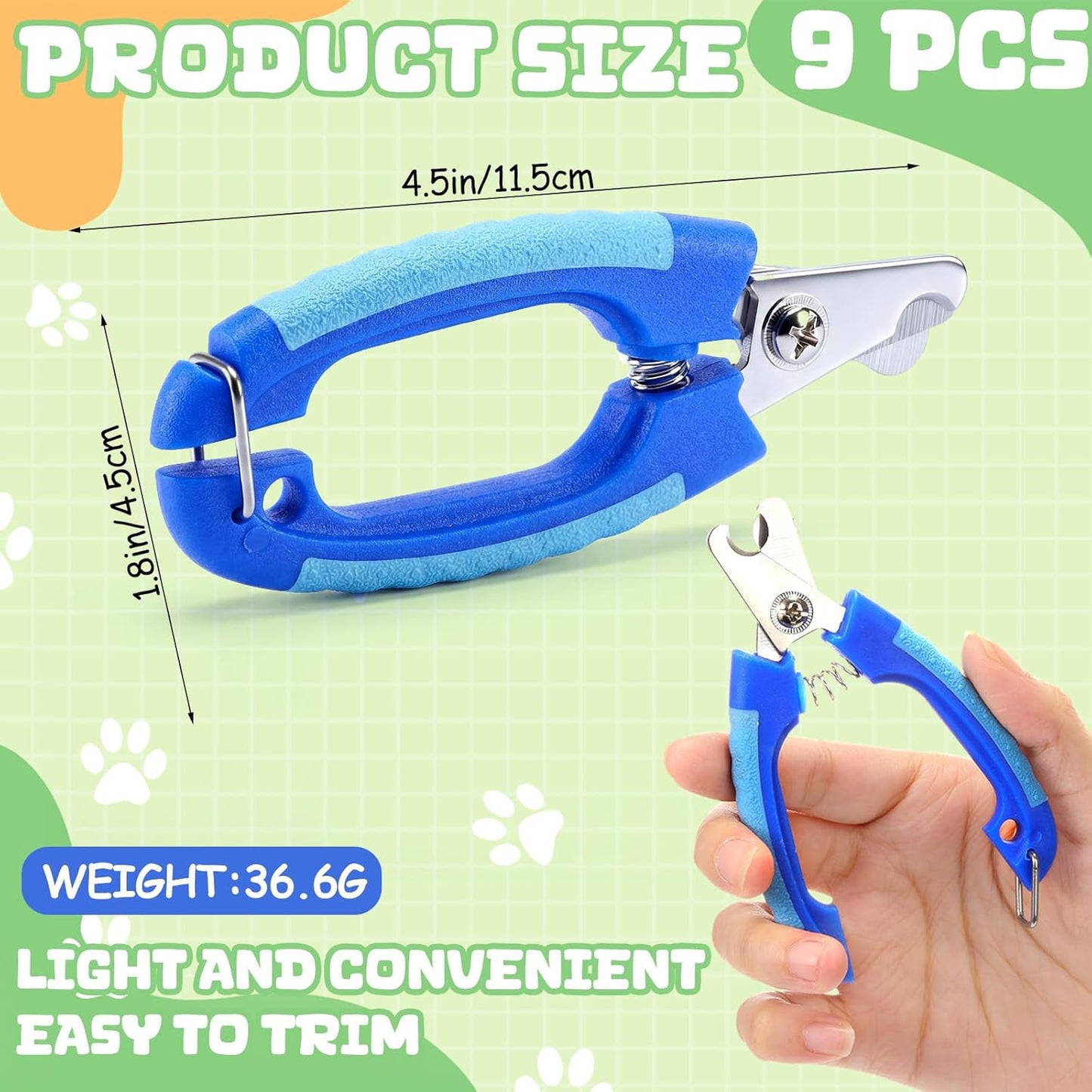 9 Pcs Small Dog Nail Clippers Bulk with Safety Guard to Avoid Over-Cutting Pet Nail Claw Grooming Pet Cutter Toenail Trimmer for Small Medium Dogs Nails Home Grooming(Classic)
