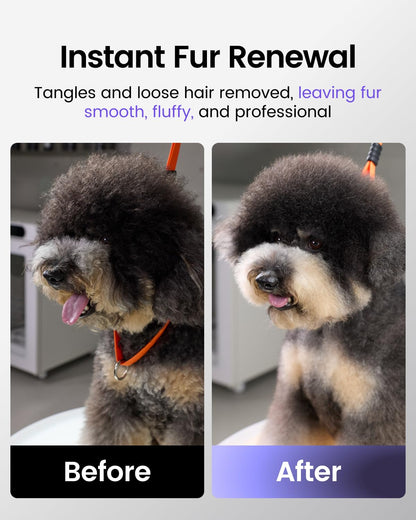 JirPet Professional Grooming Slicker Brush for Dogs, 0.47 inch Pins with Air Cushion Pad, Lightweight Ergonomic Beechwood Handle, Stainless Steel Pins, Suitable for All Coat Types, 1 Pcs