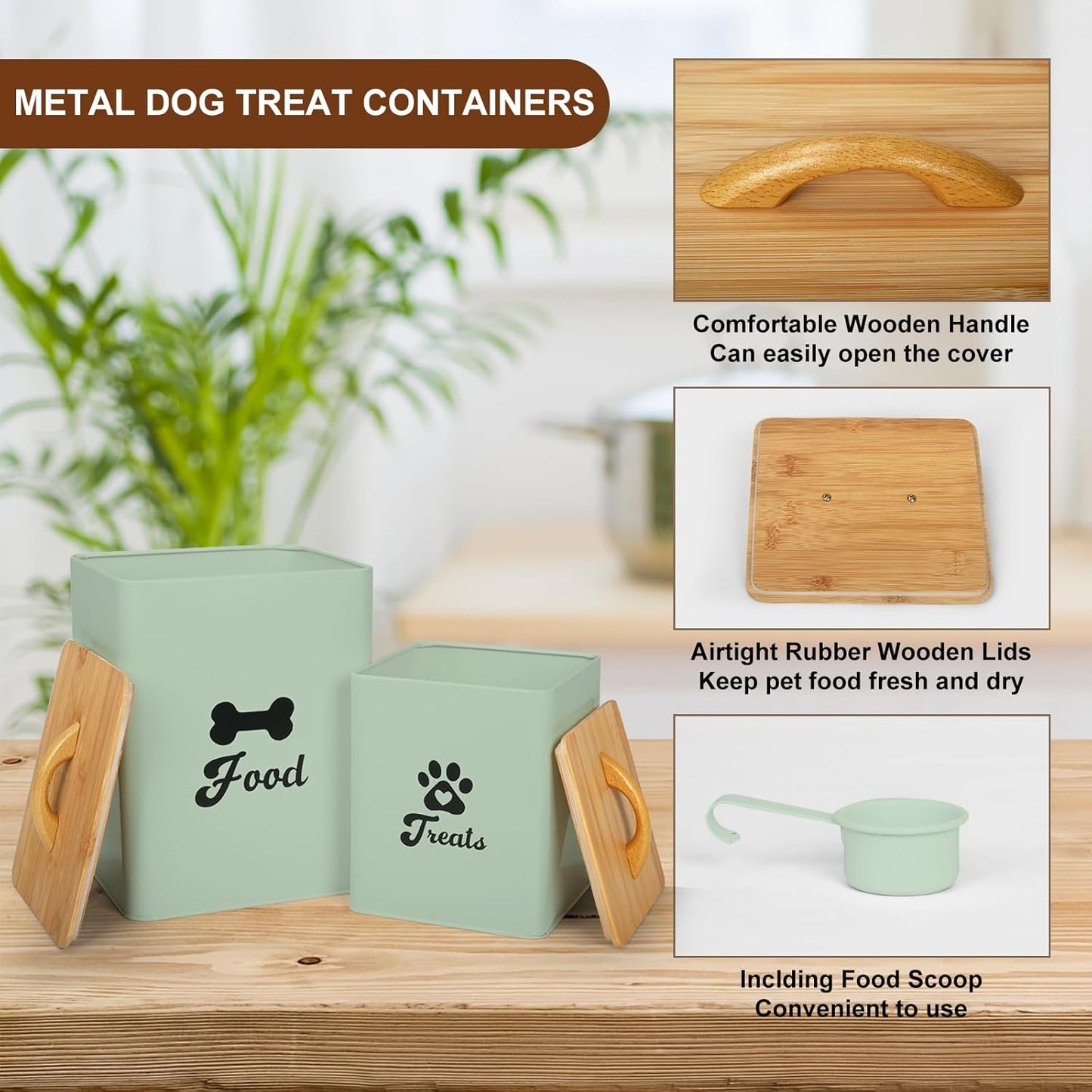 Dog Treat Container 2PCS, Dog Food Storage Container with Lids Airtight, Dog Treat Jars for Kitchen Counter-7+3Lbs, Small Dog Cookie Jar for Storage, (Upgraded) White