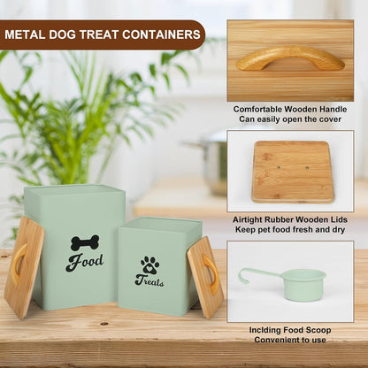 Dog Treat Container 2PCS, Dog Food Storage Container with Lids Airtight, Dog Treat Jars for Kitchen Counter-7+3Lbs, Small Dog Cookie Jar for Storage, (Upgraded) White